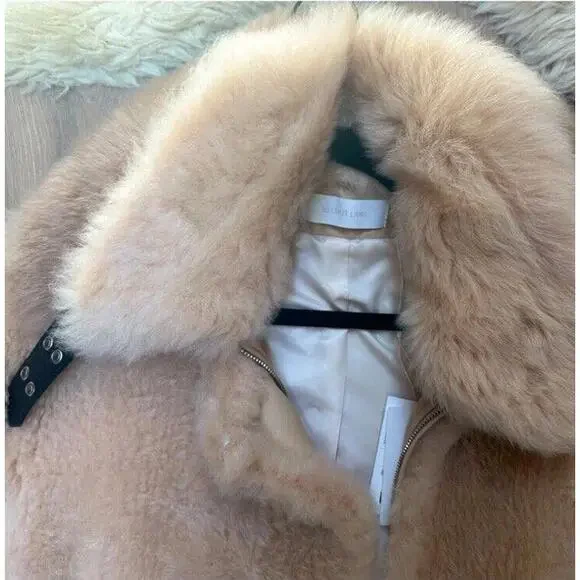 New! Helmut Lang Genuine Shearling Long Belted Sheepskin Fur Coat